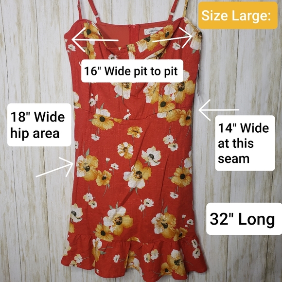 Speechless Dress Orange and Yellow Spaghetti Straps Floral Print Size Large NWT - Picture 6 of 15